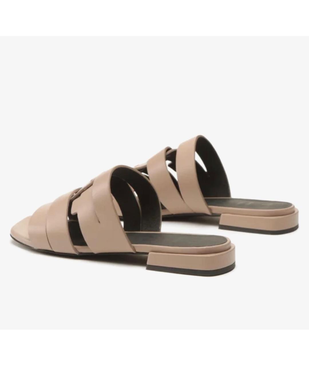 FURLA Бежевые кожаные шлепанцы, фото 3