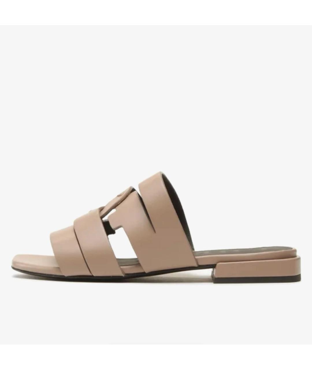 FURLA Бежевые кожаные шлепанцы, фото 7