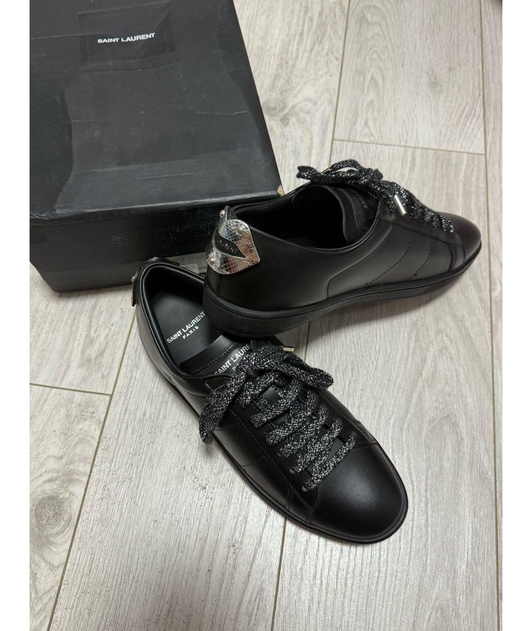 SAINT LAURENT Черные кожаные кеды, фото 3