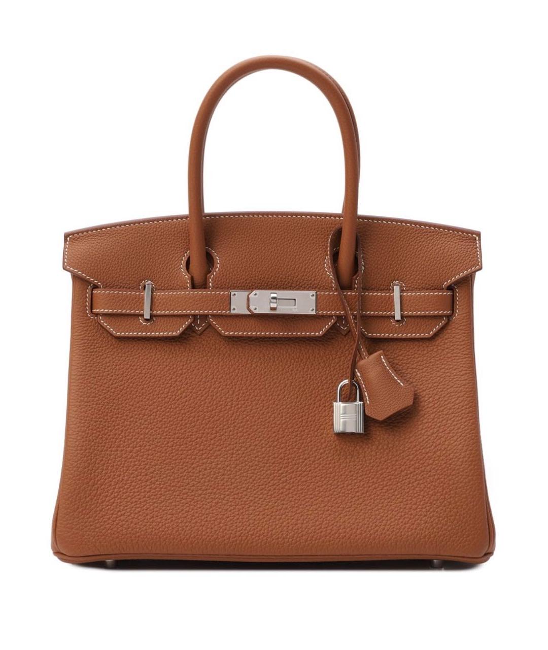 HERMES Коричневая кожаная сумка с короткими ручками, фото 5