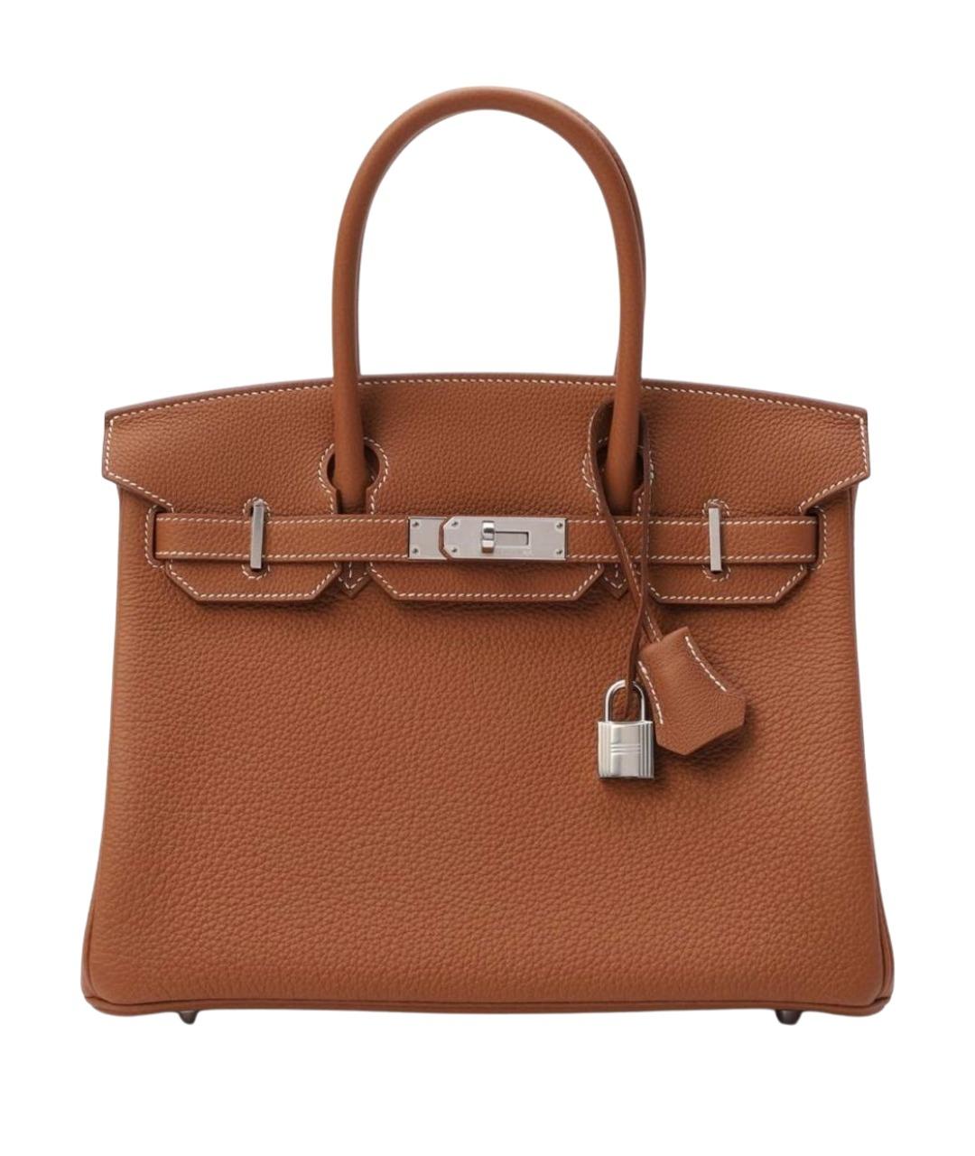 HERMES Коричневая кожаная сумка с короткими ручками, фото 1