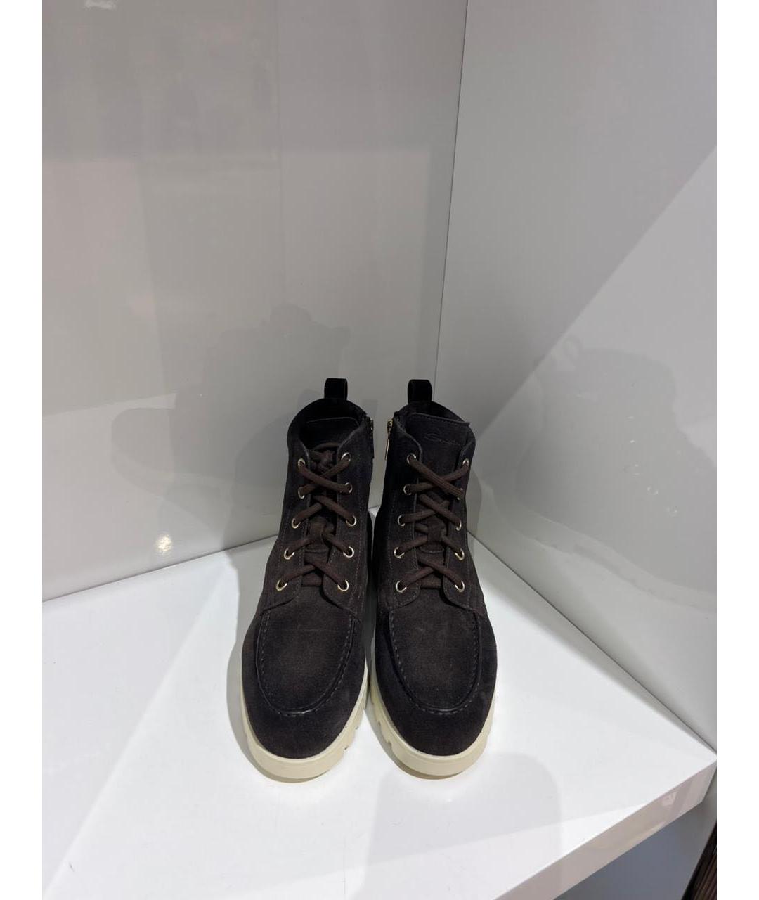 SANTONI Коричневые замшевые ботинки, фото 2