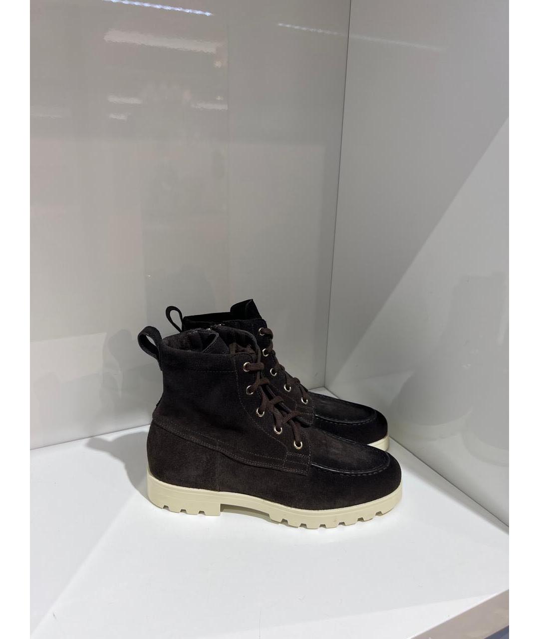 SANTONI Коричневые замшевые ботинки, фото 3