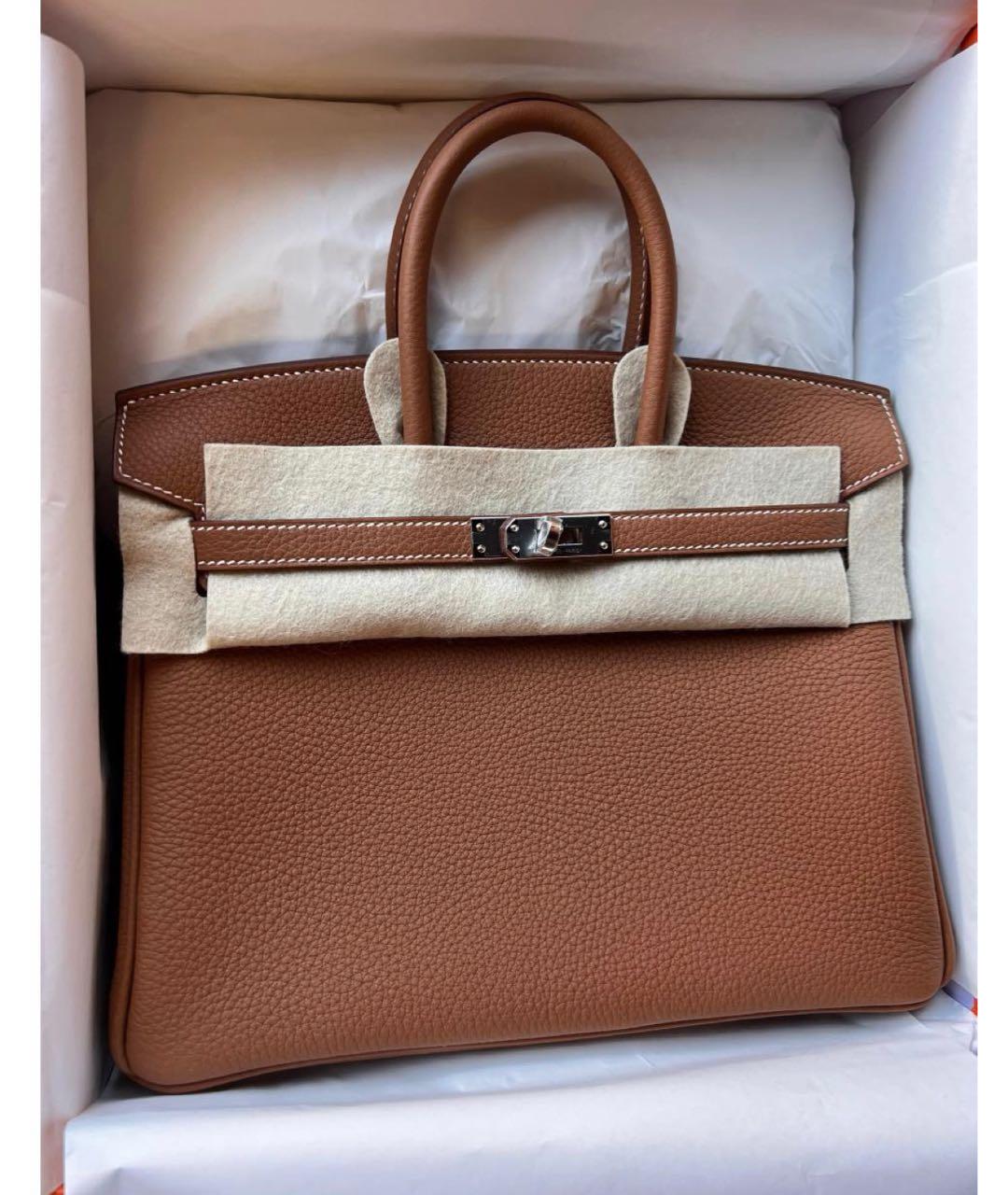 HERMES Коричневая кожаная сумка с короткими ручками, фото 2