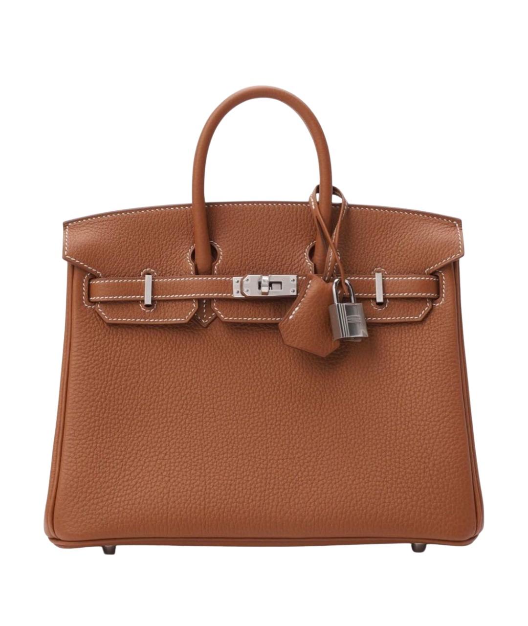 HERMES Коричневая кожаная сумка с короткими ручками, фото 1