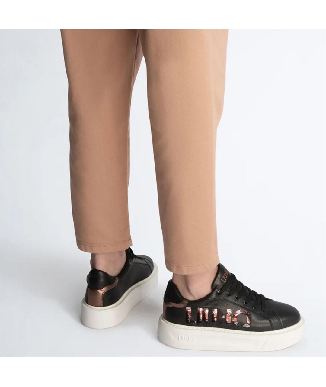 LIU JO Черные кожаные кеды, фото 4