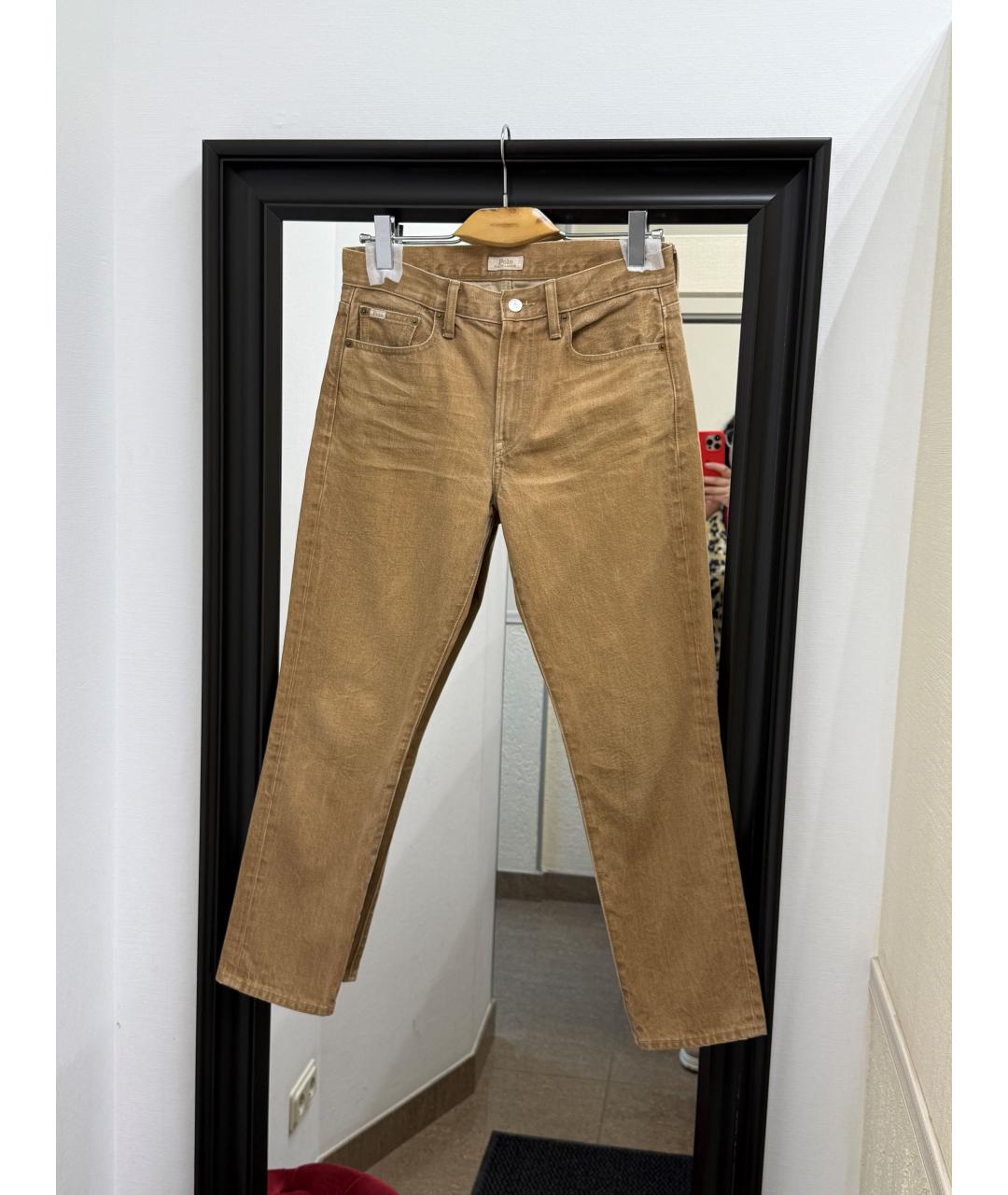 POLO RALPH LAUREN Коричневые хлопковые прямые джинсы, фото 8