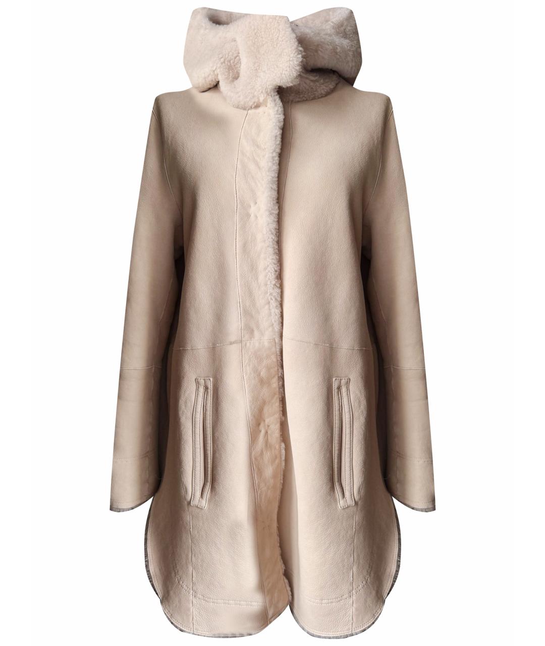 YVES SALOMON Бежевая меховая дубленка, фото 1