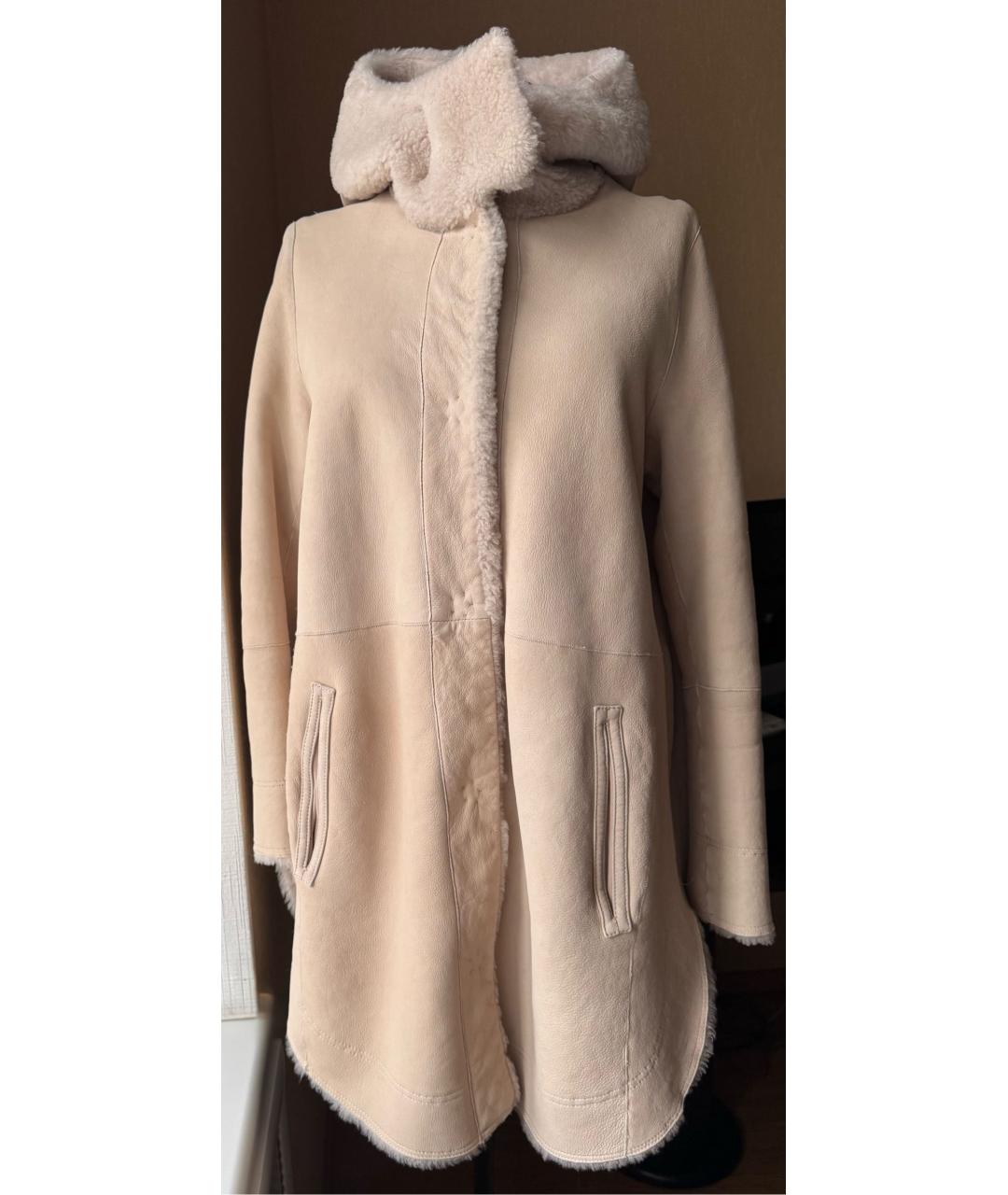 YVES SALOMON Бежевая меховая дубленка, фото 9
