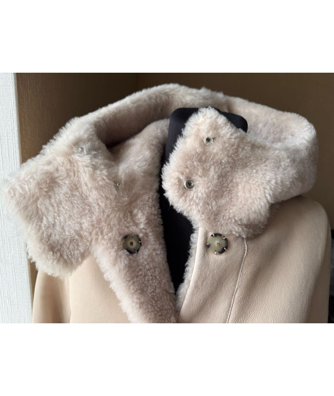 YVES SALOMON Бежевая меховая дубленка, фото 4