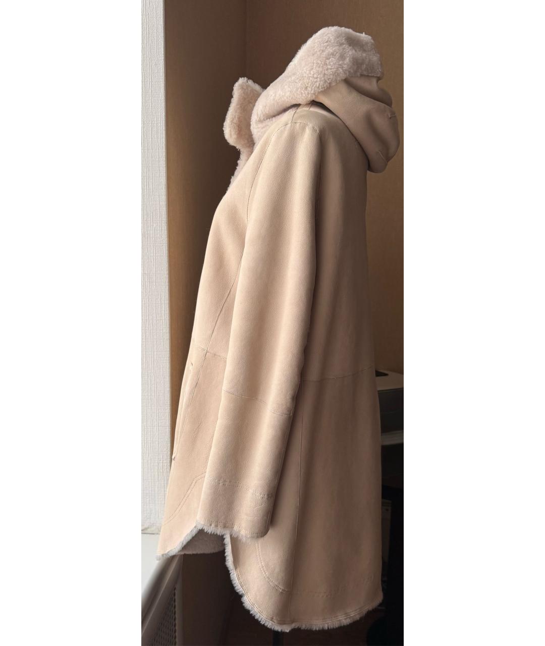 YVES SALOMON Бежевая меховая дубленка, фото 5