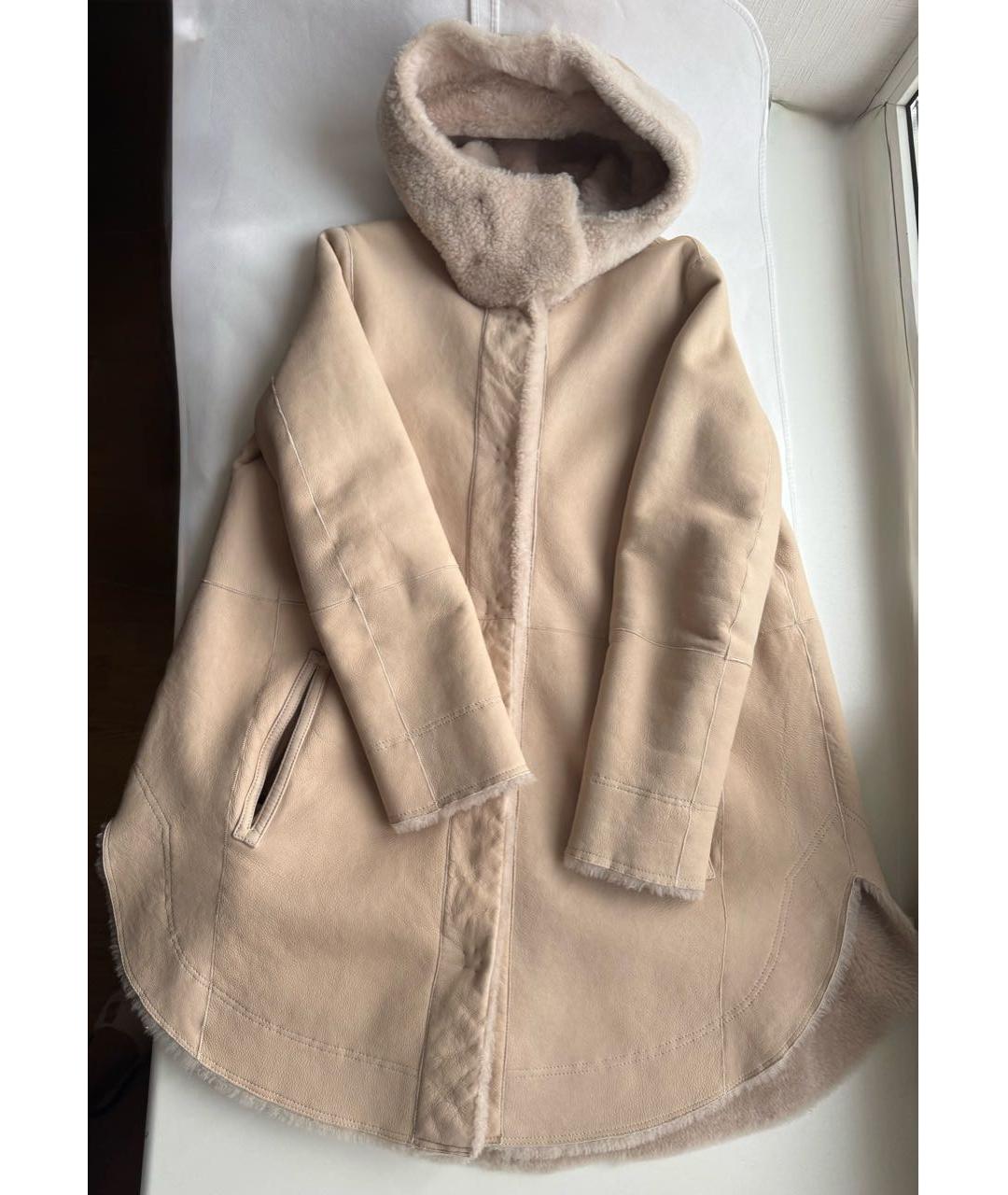 YVES SALOMON Бежевая меховая дубленка, фото 8