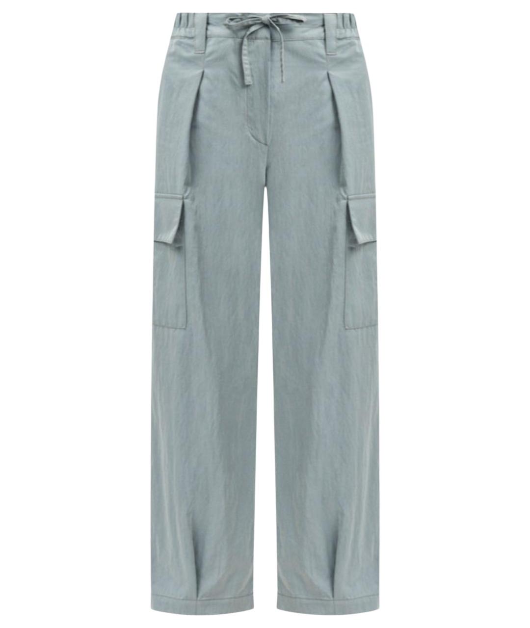 BRUNELLO CUCINELLI Голубые хлопковые прямые брюки, фото 1