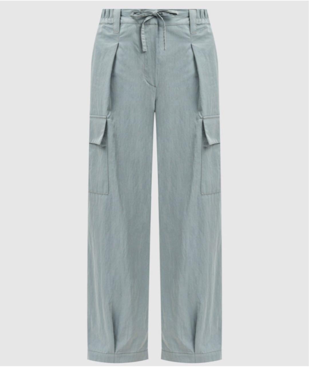 BRUNELLO CUCINELLI Голубые хлопковые прямые брюки, фото 6