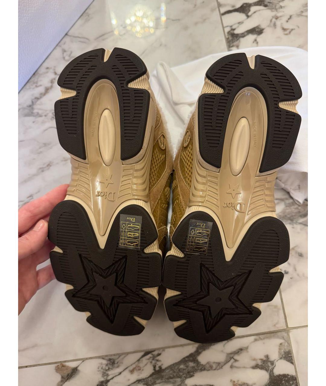 CHRISTIAN DIOR Горчичные замшевые кроссовки, фото 7