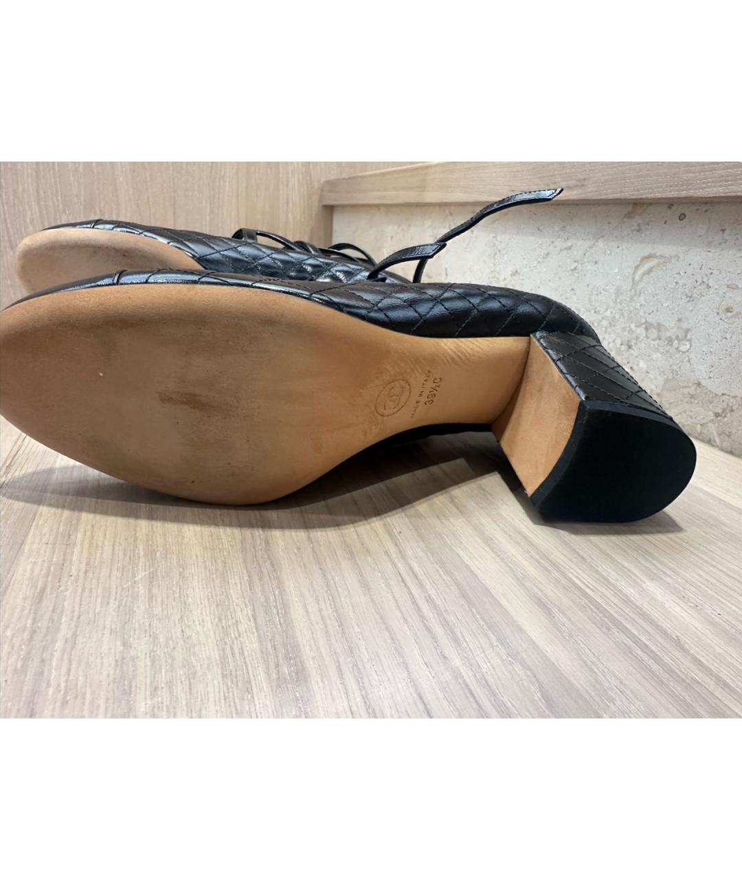 CHANEL Черные кожаные туфли, фото 5