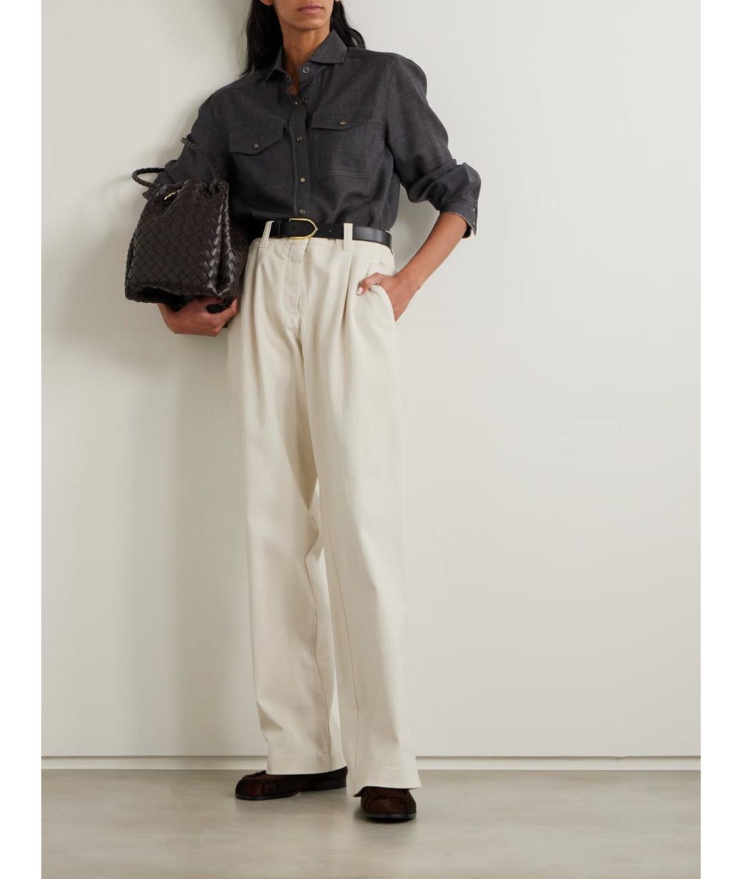 BRUNELLO CUCINELLI Бежевые хлопко-эластановые прямые джинсы, фото 2