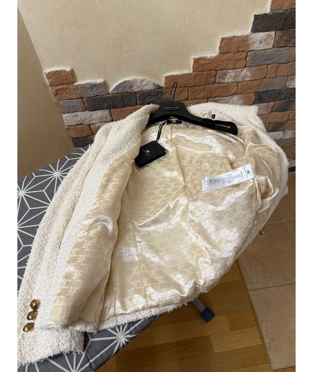 ELISABETTA FRANCHI Бежевый жакет/пиджак, фото 4