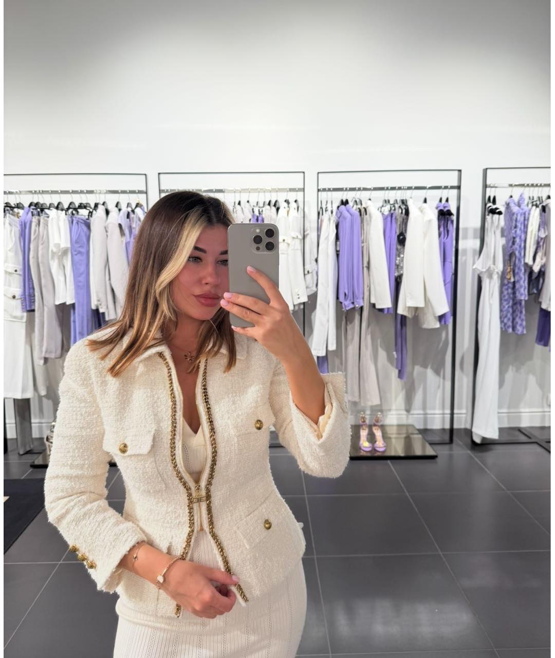 ELISABETTA FRANCHI Бежевый жакет/пиджак, фото 7