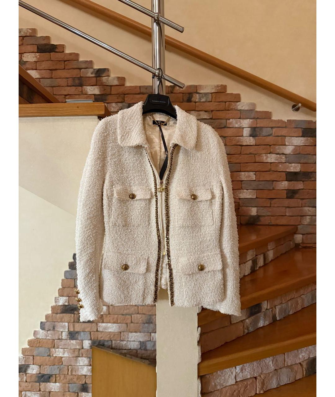 ELISABETTA FRANCHI Бежевый жакет/пиджак, фото 8