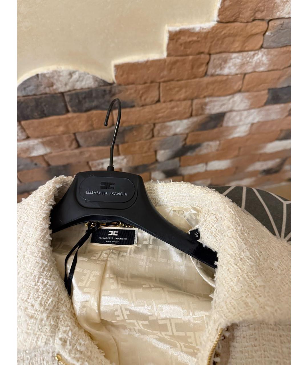 ELISABETTA FRANCHI Бежевый жакет/пиджак, фото 2