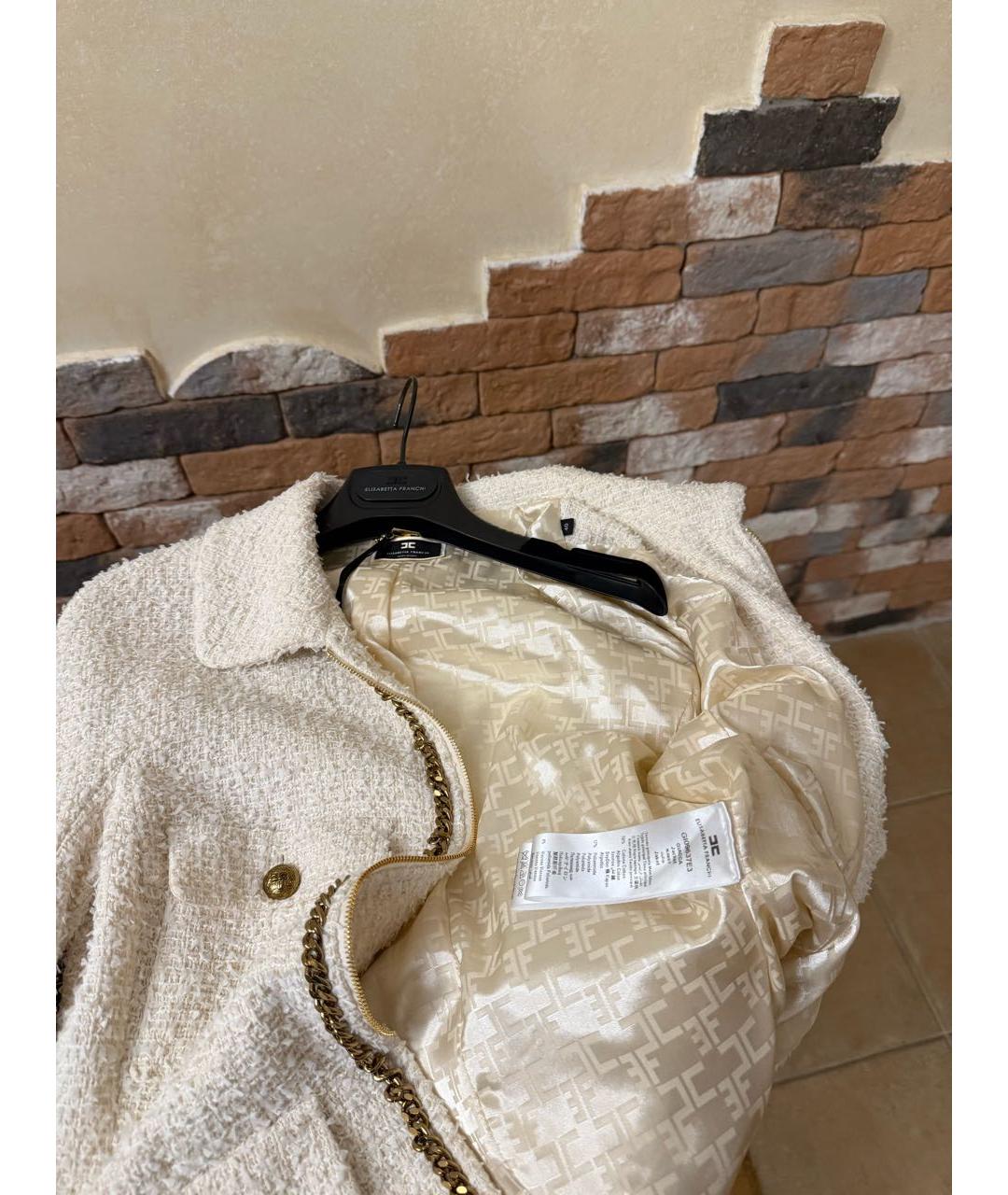 ELISABETTA FRANCHI Бежевый жакет/пиджак, фото 5