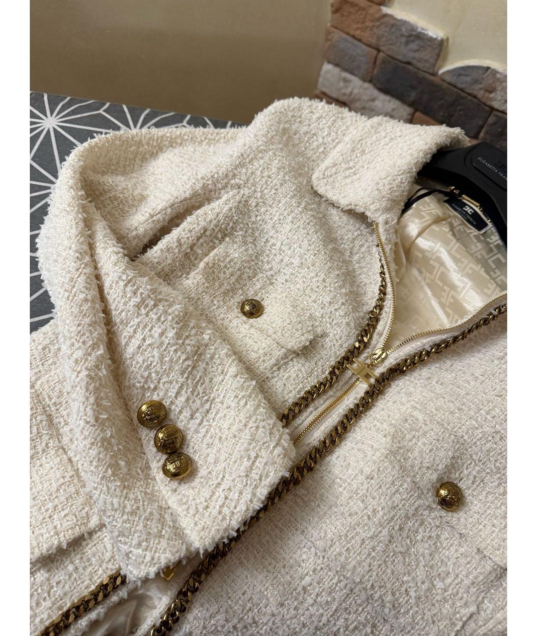 ELISABETTA FRANCHI Бежевый жакет/пиджак, фото 6