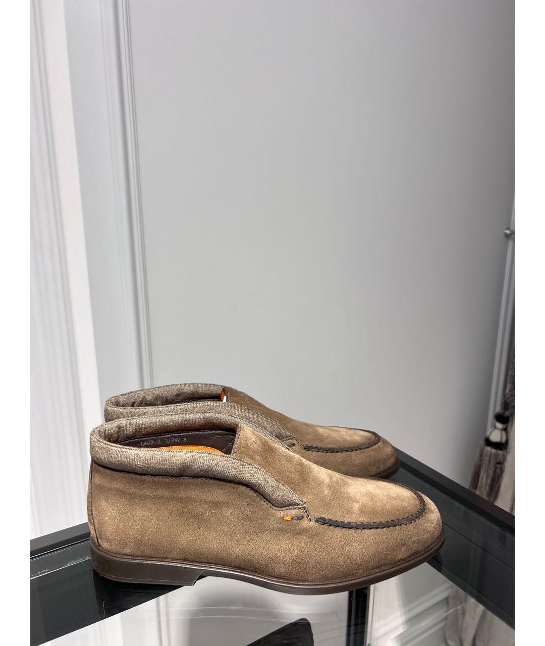 SANTONI Коричневые замшевые лоферы, фото 3