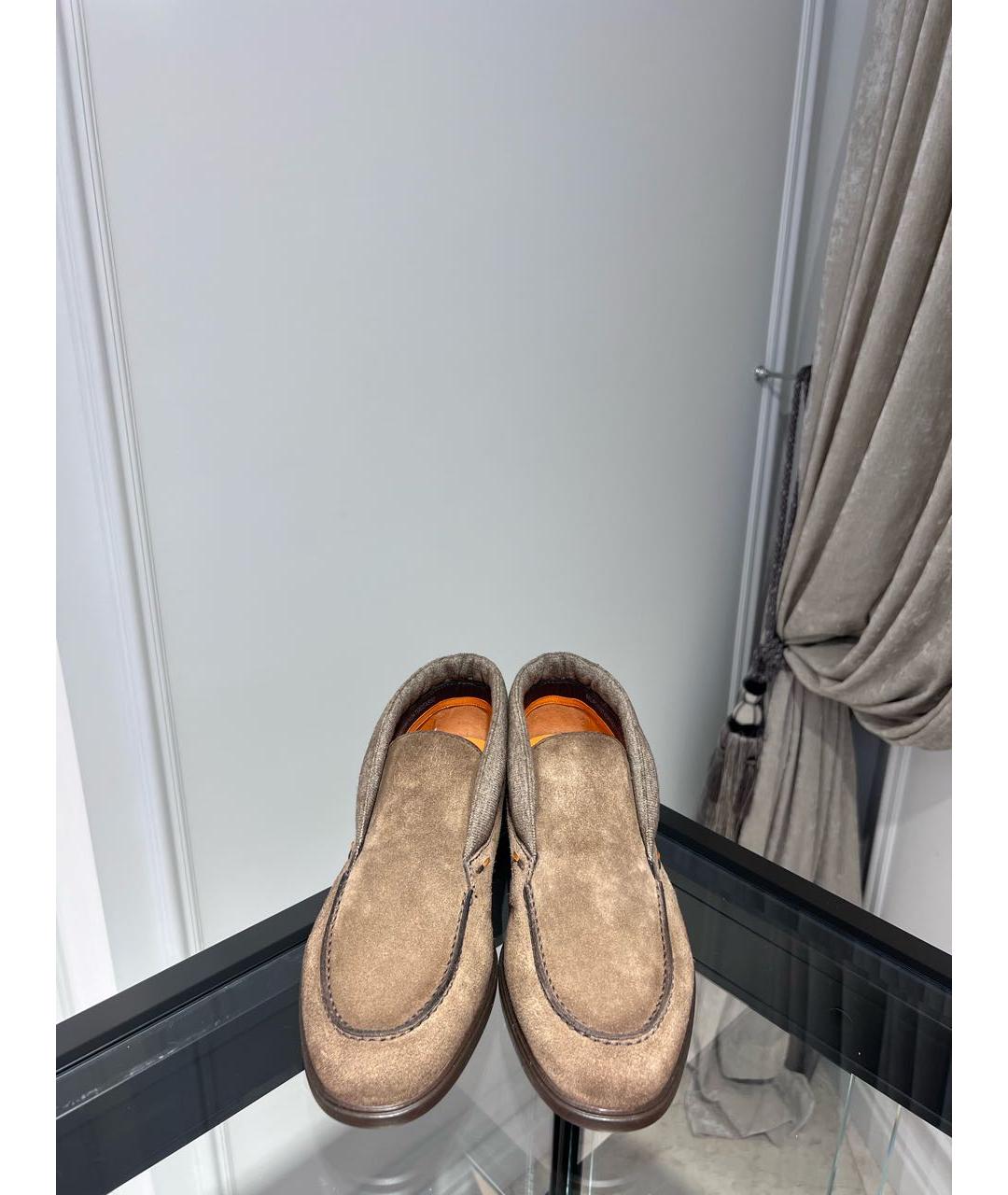 SANTONI Коричневые замшевые лоферы, фото 2