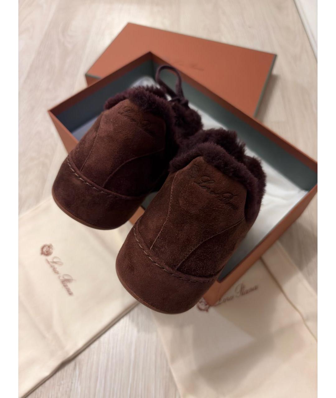 LORO PIANA Коричневые замшевые кеды, фото 4