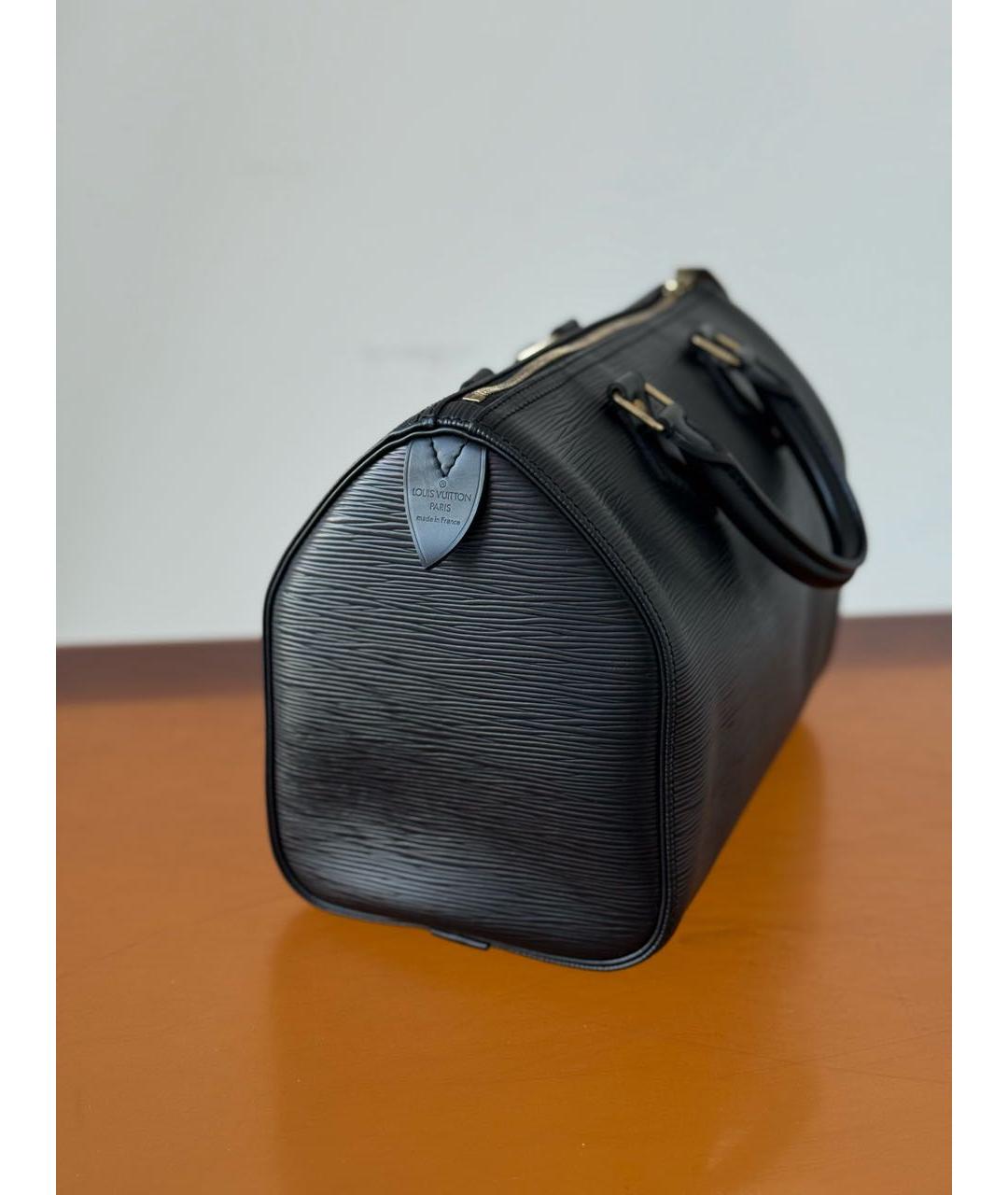 LOUIS VUITTON Черная кожаная сумка с короткими ручками, фото 3