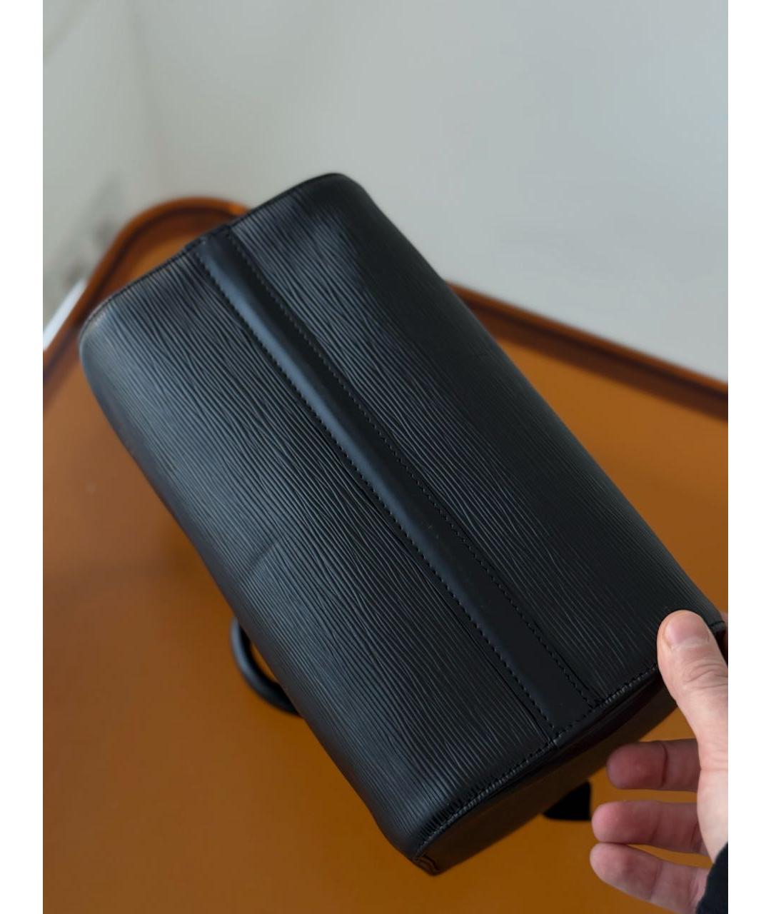 LOUIS VUITTON Черная кожаная сумка с короткими ручками, фото 6