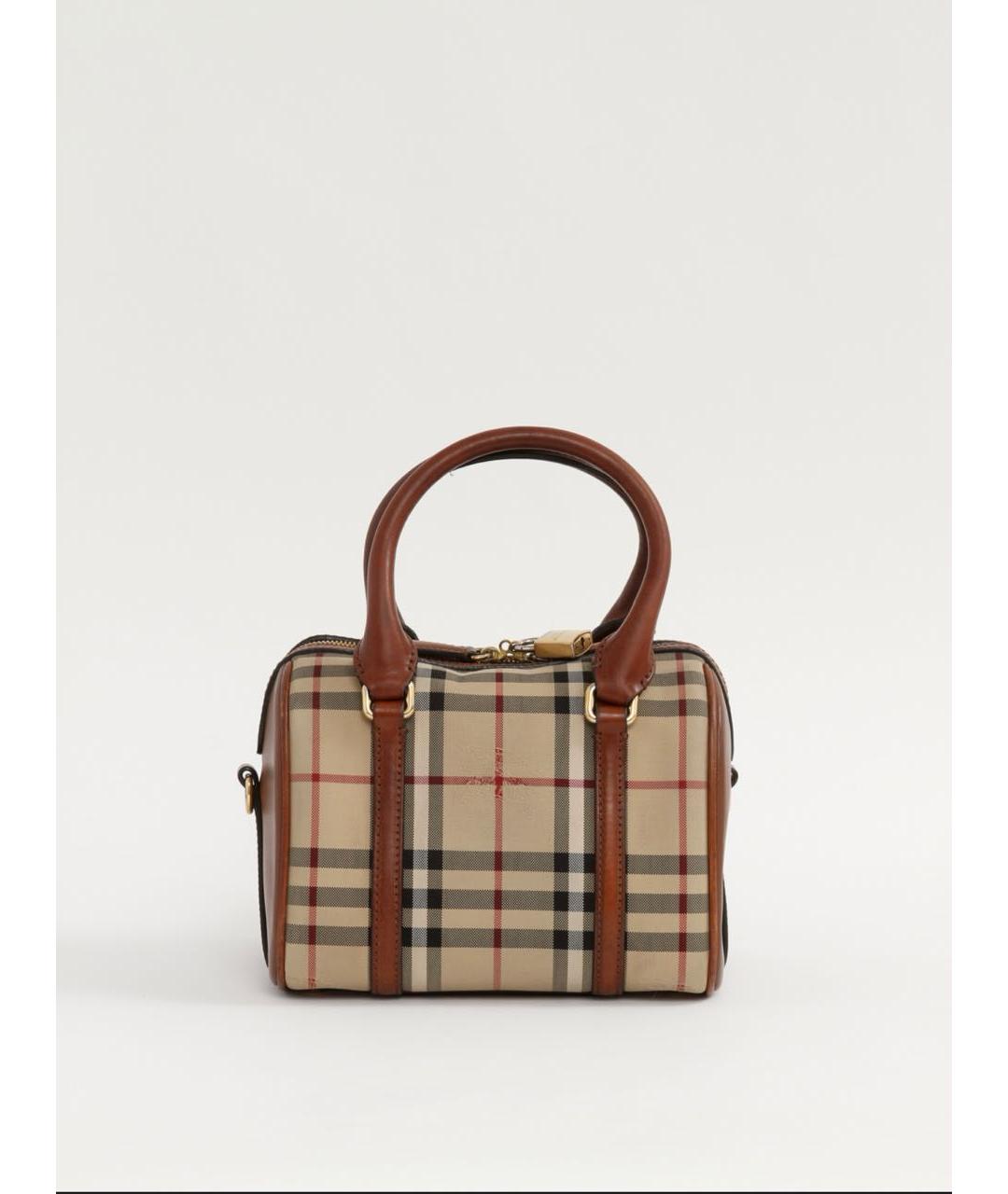 BURBERRY Бежевая кожаная сумка с короткими ручками, фото 3