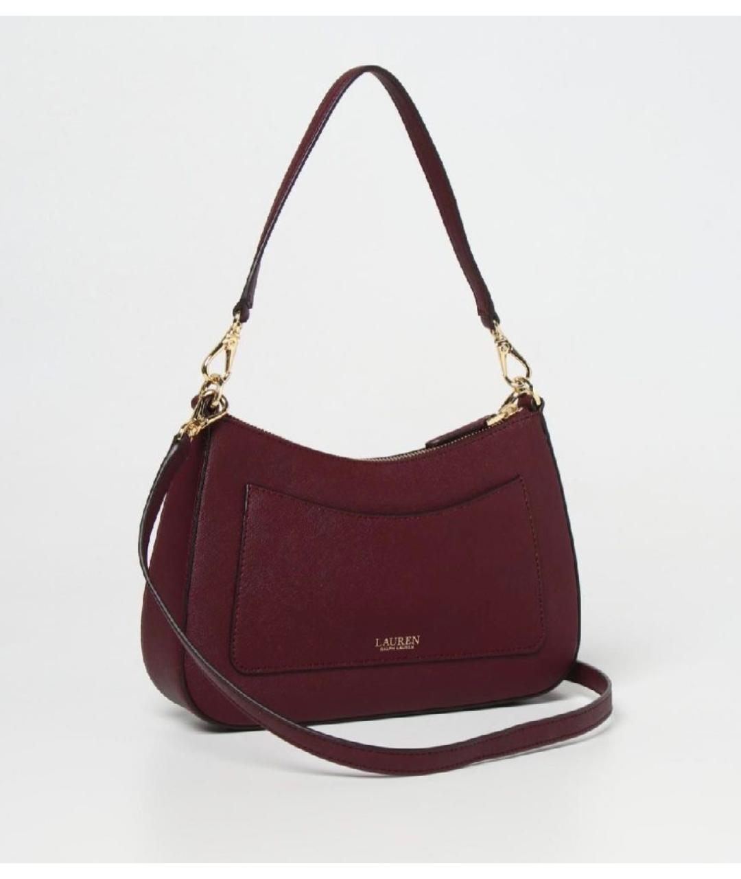 RALPH LAUREN Бордовая кожаная сумка через плечо, фото 2