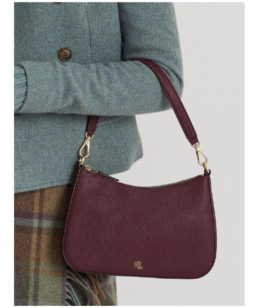 RALPH LAUREN Бордовая кожаная сумка через плечо, фото 5
