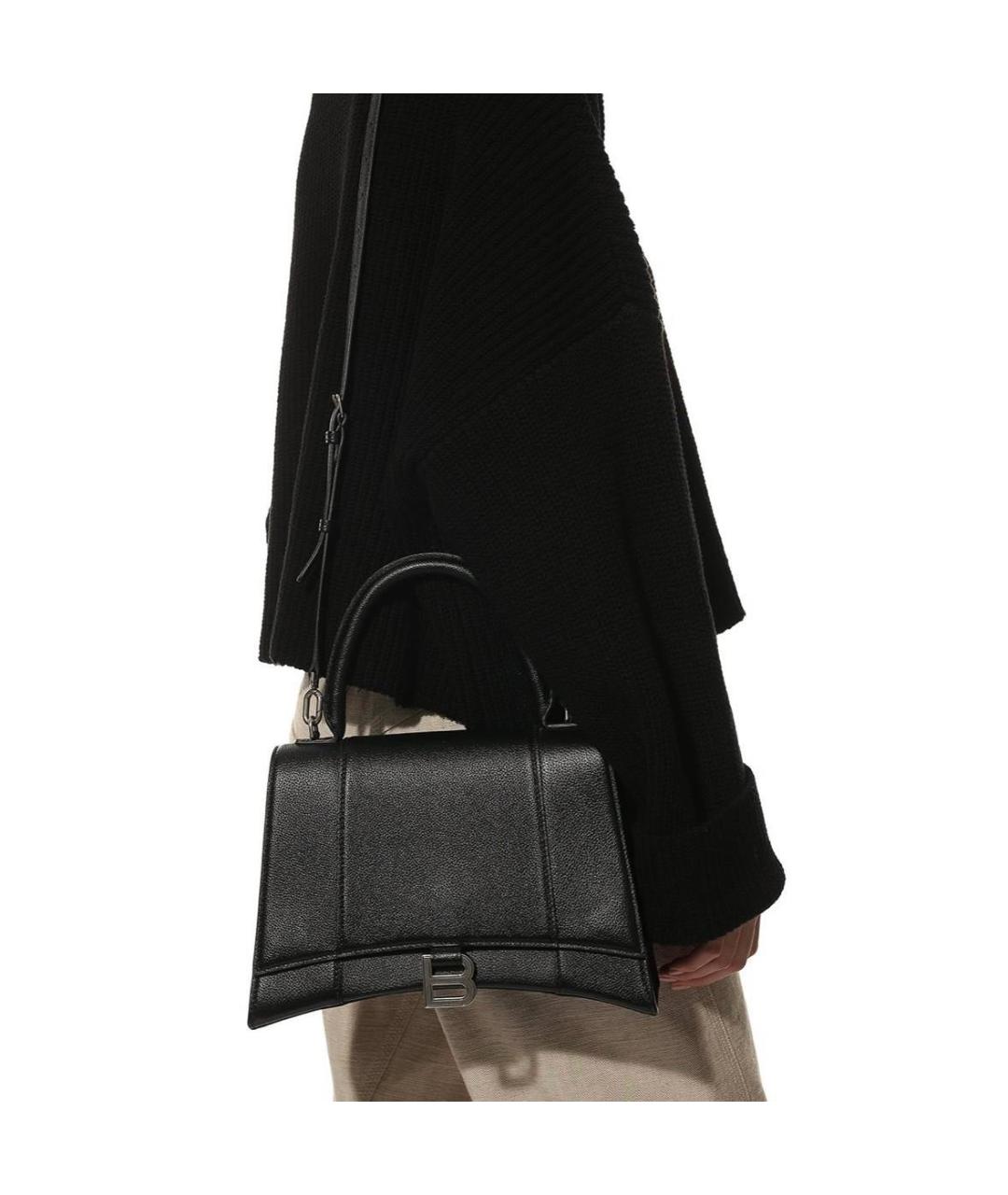 BALENCIAGA Черная кожаная сумка через плечо, фото 4