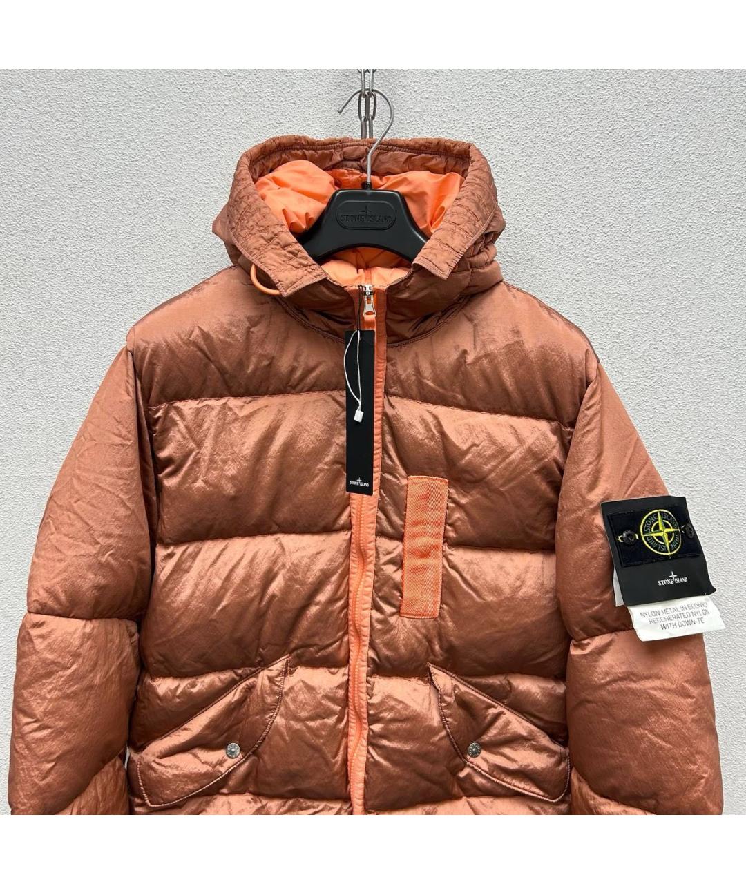 STONE ISLAND Коралловый полиамидовый пуховик, фото 3