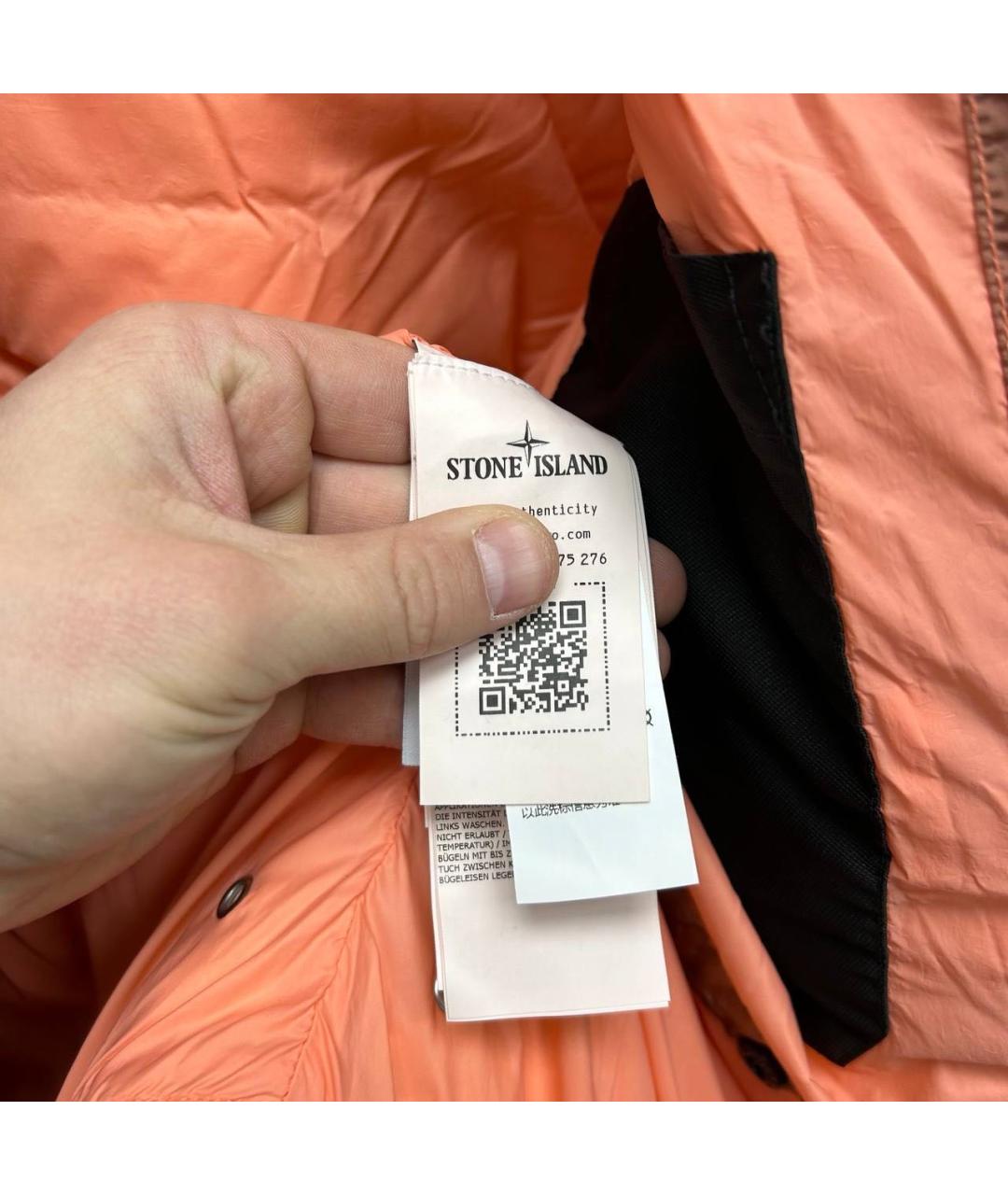 STONE ISLAND Коралловый полиамидовый пуховик, фото 5