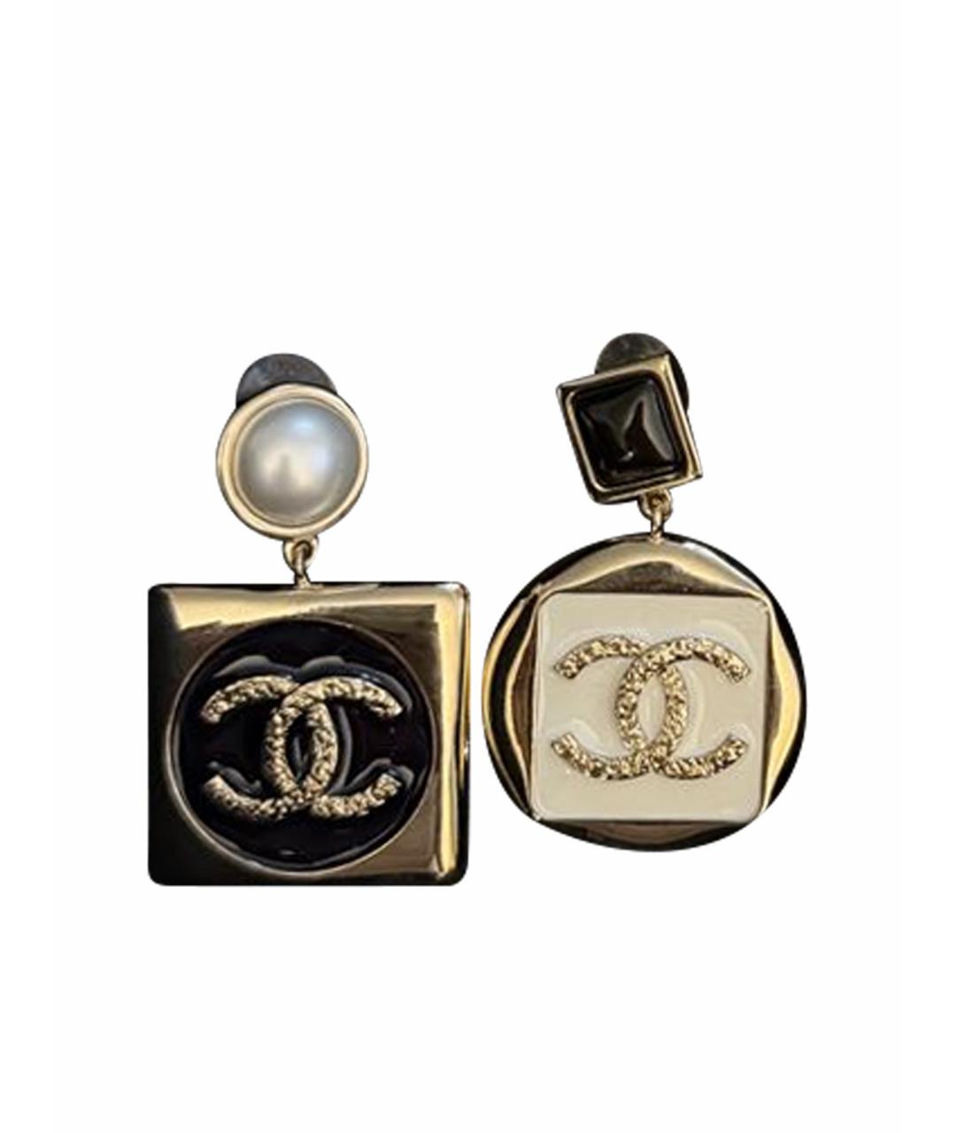 CHANEL Золотые металлические серьги, фото 1