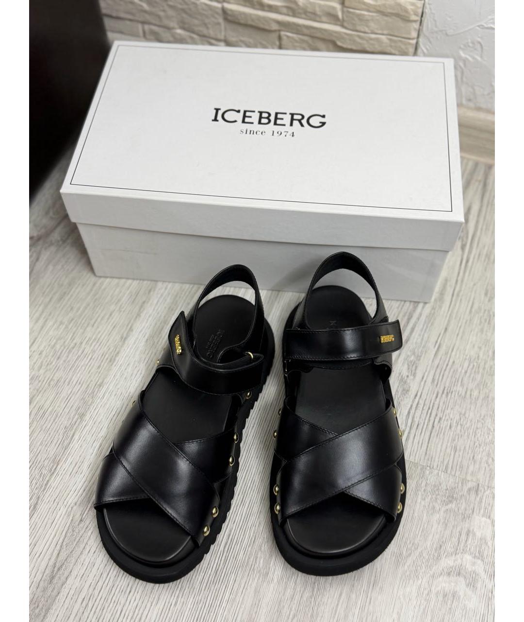 ICEBERG Черные кожаные босоножки, фото 3
