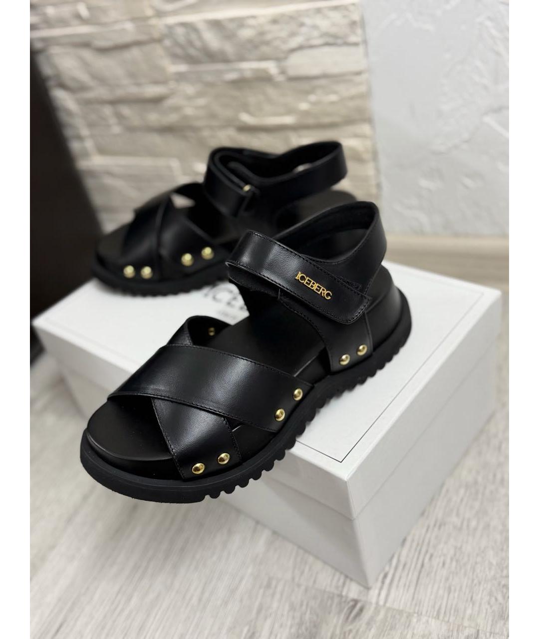 ICEBERG Черные кожаные босоножки, фото 6
