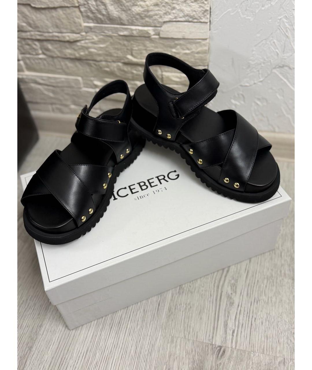 ICEBERG Черные кожаные босоножки, фото 2