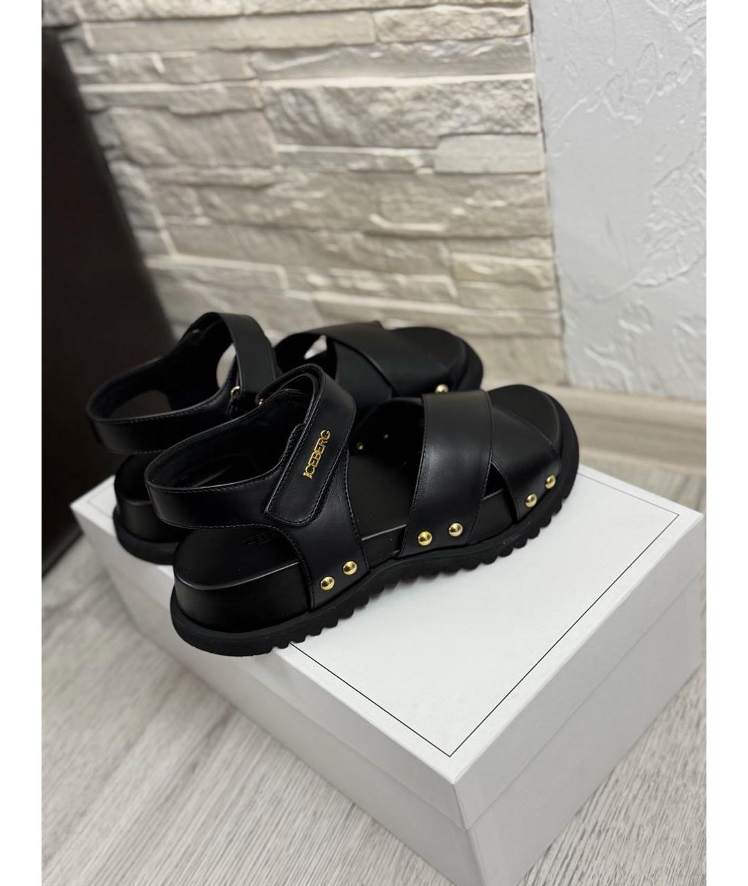 ICEBERG Черные кожаные босоножки, фото 5