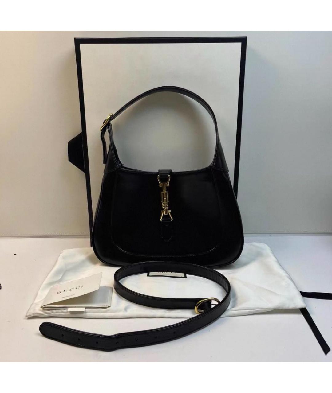 GUCCI Черная кожаная сумка с короткими ручками, фото 2