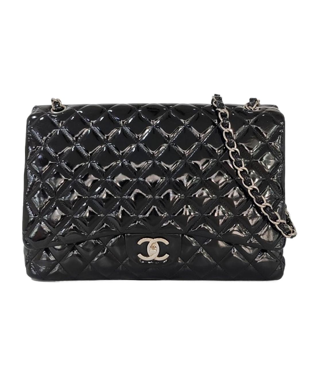 CHANEL Черная сумка через плечо из лакированной кожи, фото 5