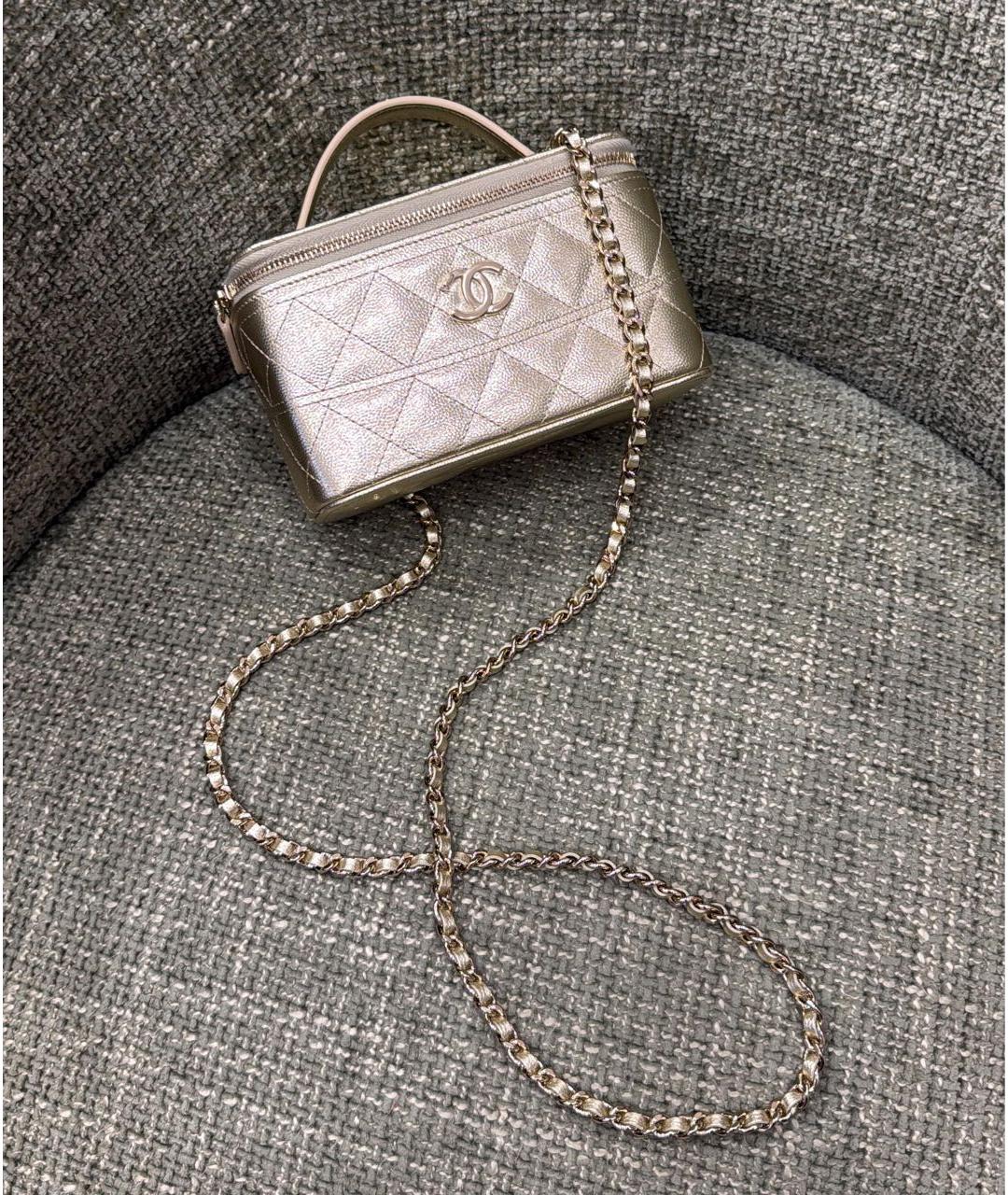 CHANEL Золотая кожаная сумка через плечо, фото 3