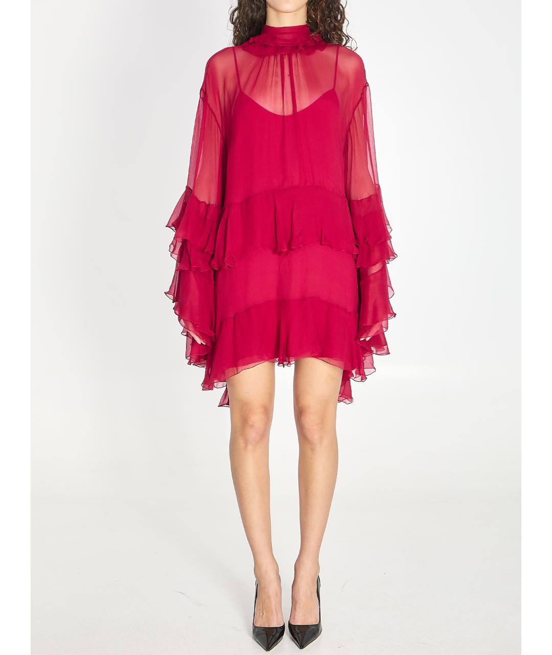 CHLOE Розовое шелковое коктейльное платье, фото 2