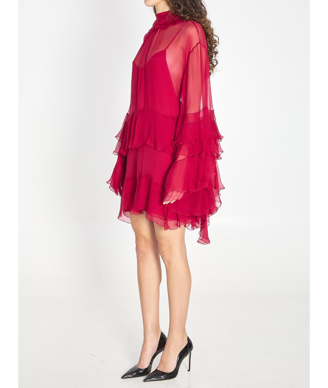 CHLOE Розовое шелковое коктейльное платье, фото 3