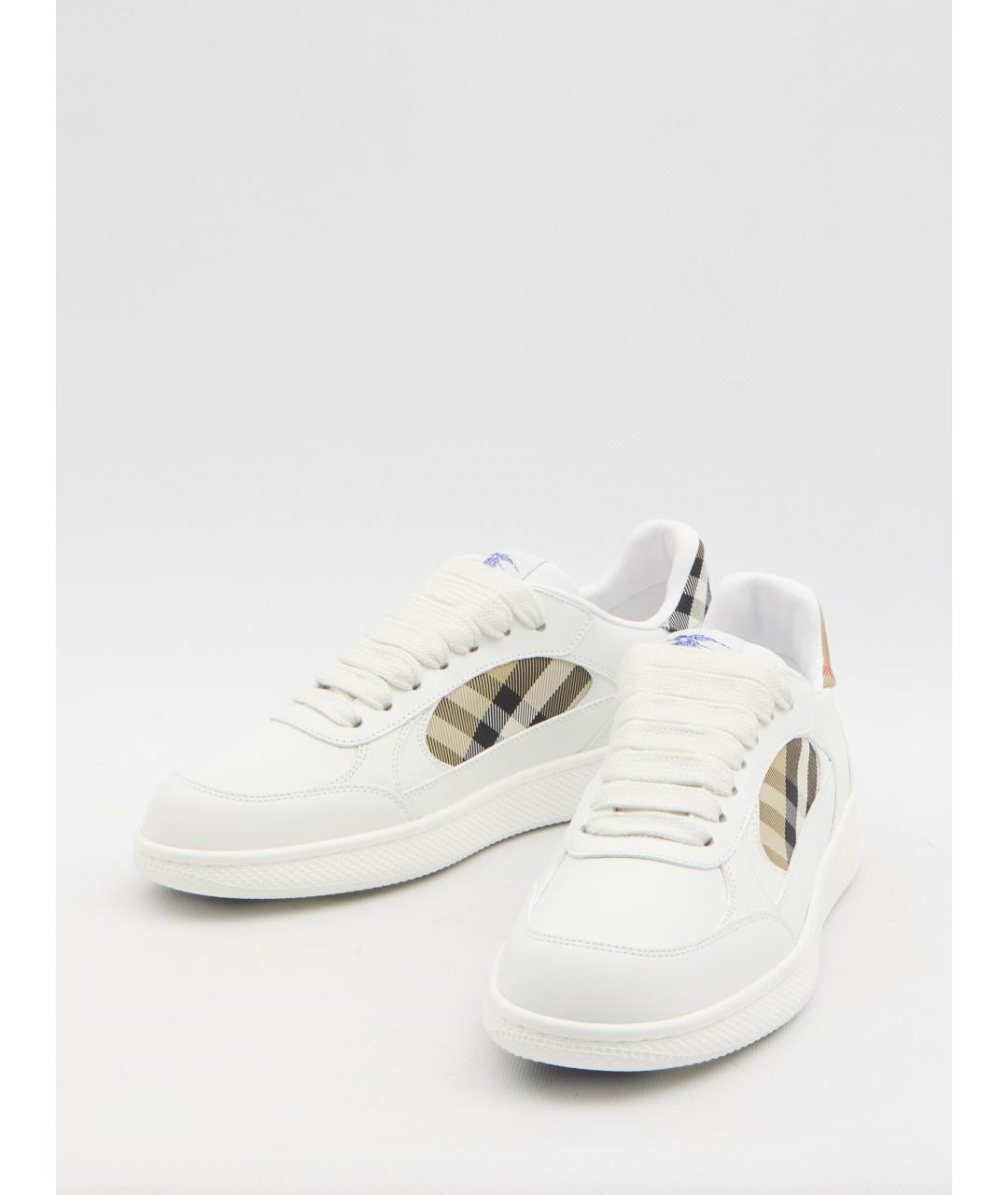 BURBERRY Белые кожаные кроссовки, фото 5