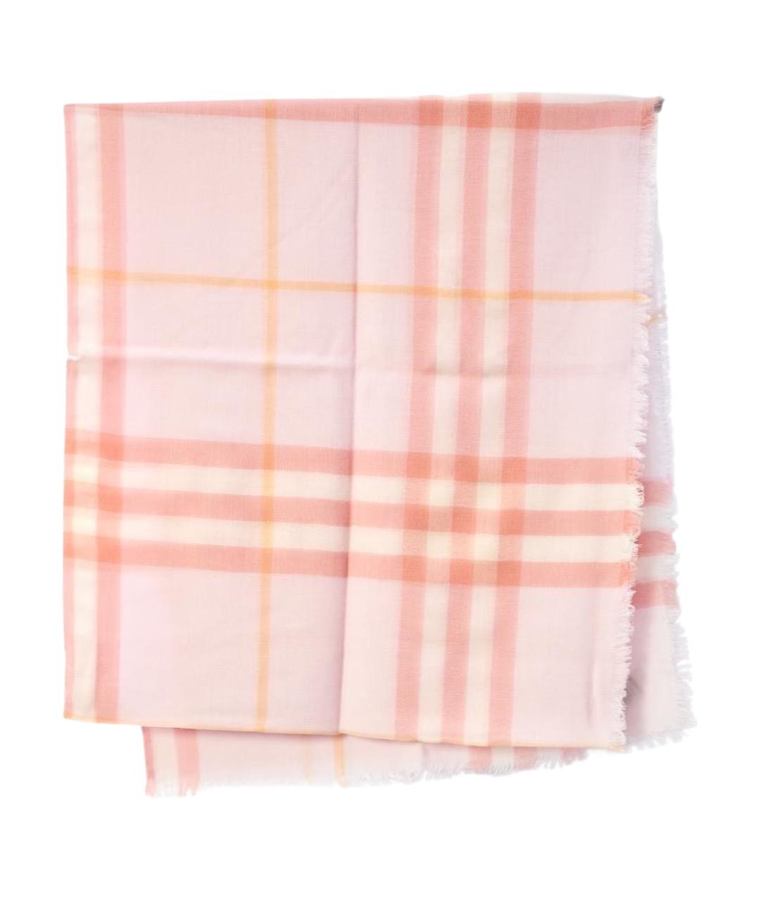 BURBERRY Розовый шерстяной шарф, фото 1